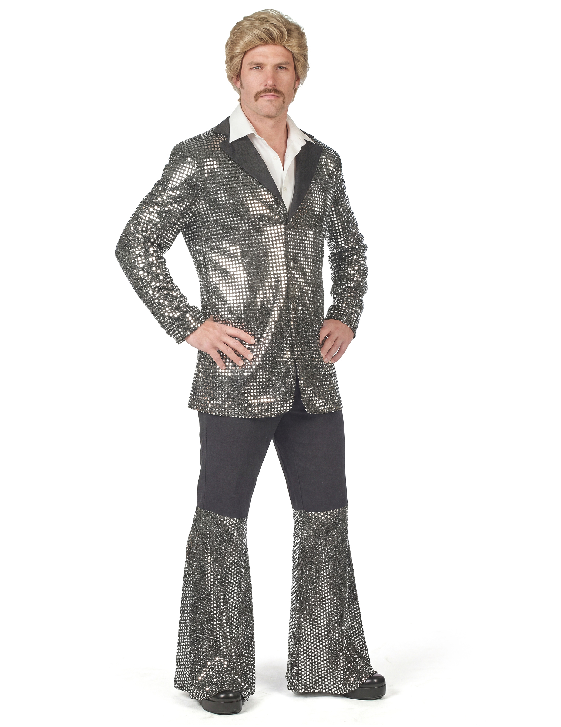 Disco Kostüm Herren Silber hochwertig von Thetru B.V.