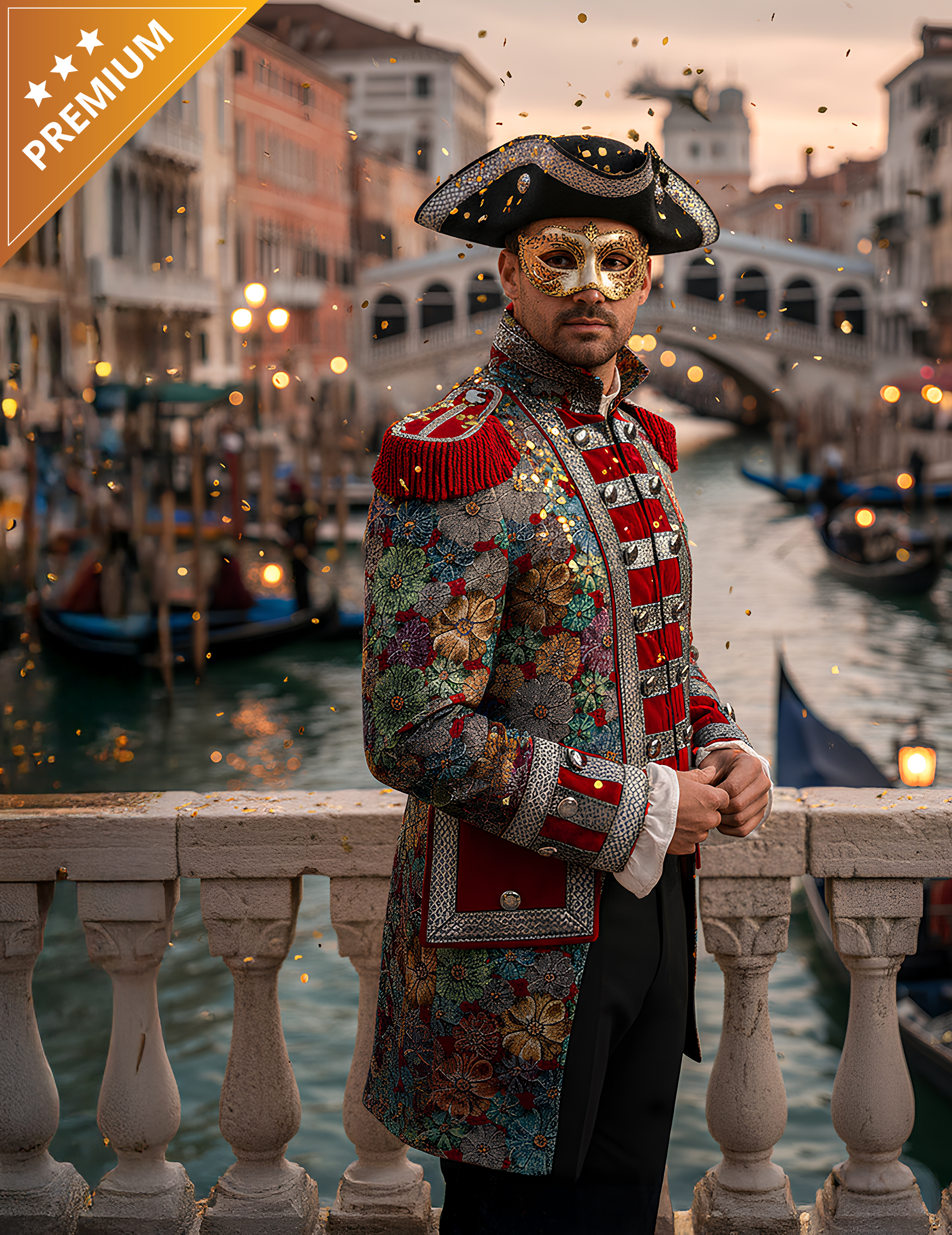 Karnevalsjacke Herren floral hochwertig rot von Thetru B.V.