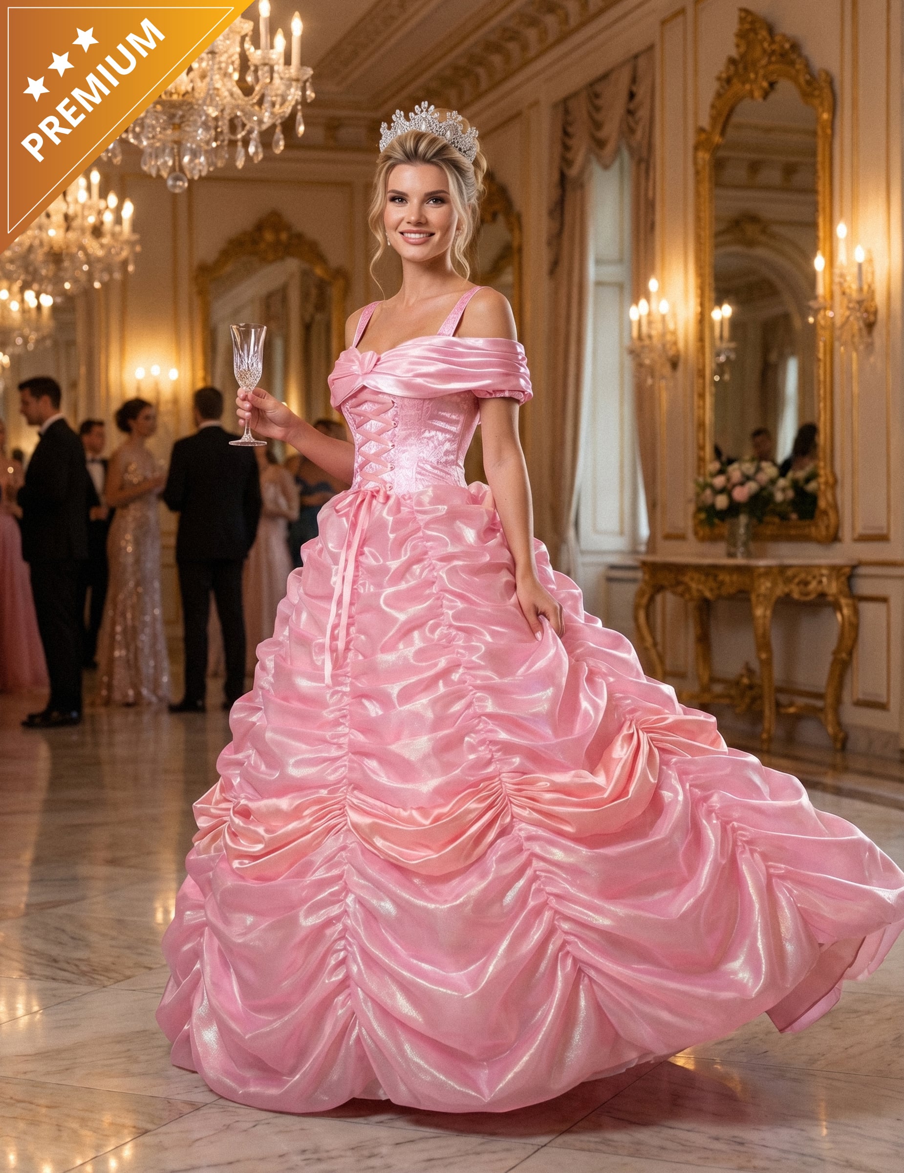 Premium Prinzessinnen-Kostüm in Rosa für Damen von Thetru B.V.