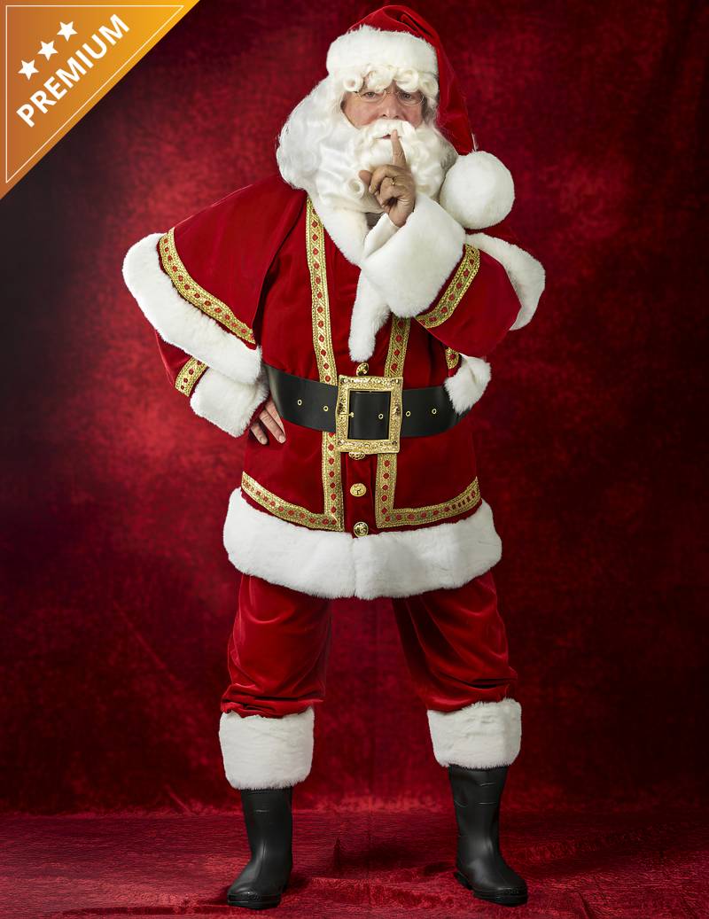 Premium Weihnachtsmann Kostüm aus Samt mit rotem Umhang von Thetru B.V.