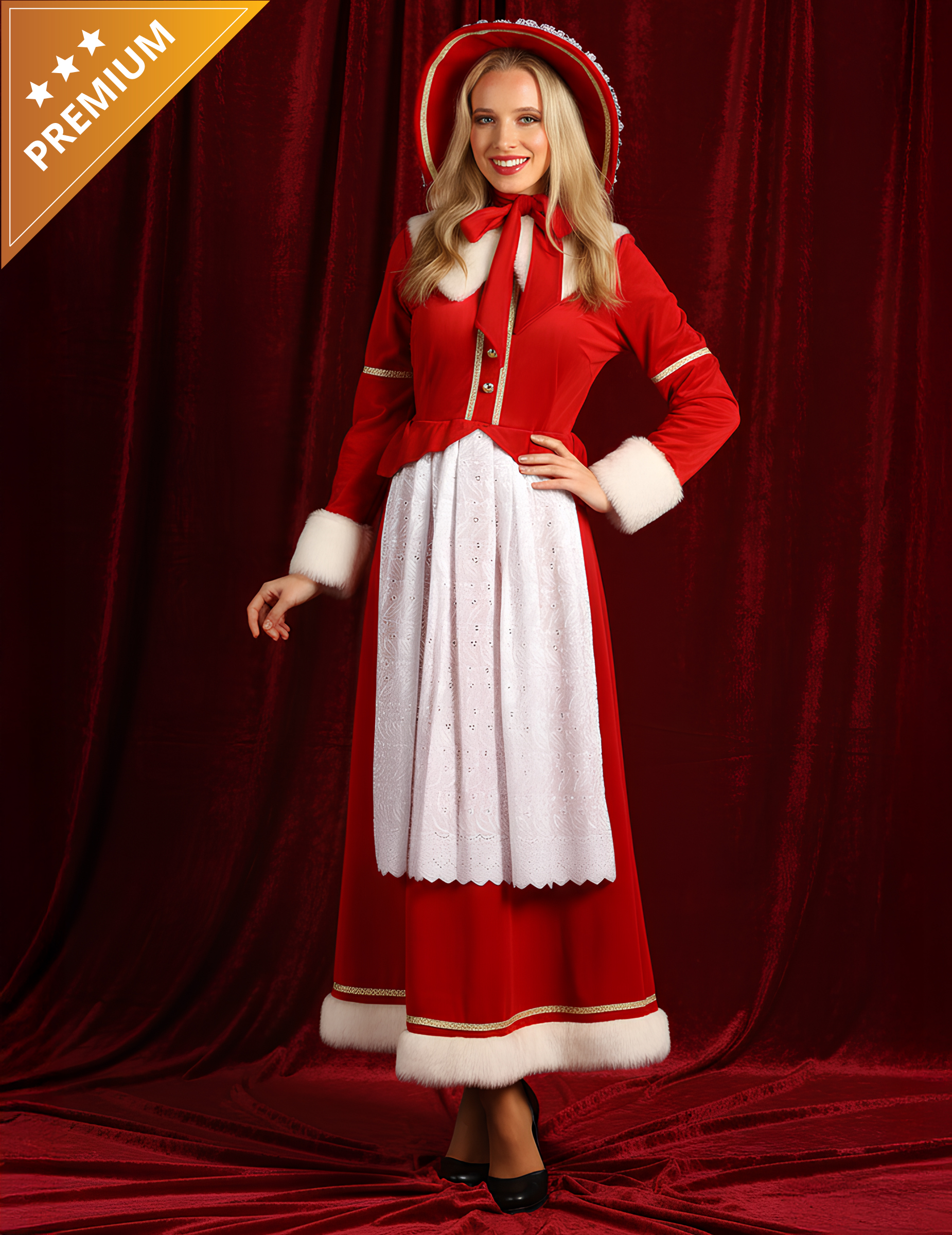 Weihnachtsfrau Damenkostüm traditionell mit Schürze Weihnachtsfrau Damenkostüm traditionell mit Schürze von Thetru B.V.