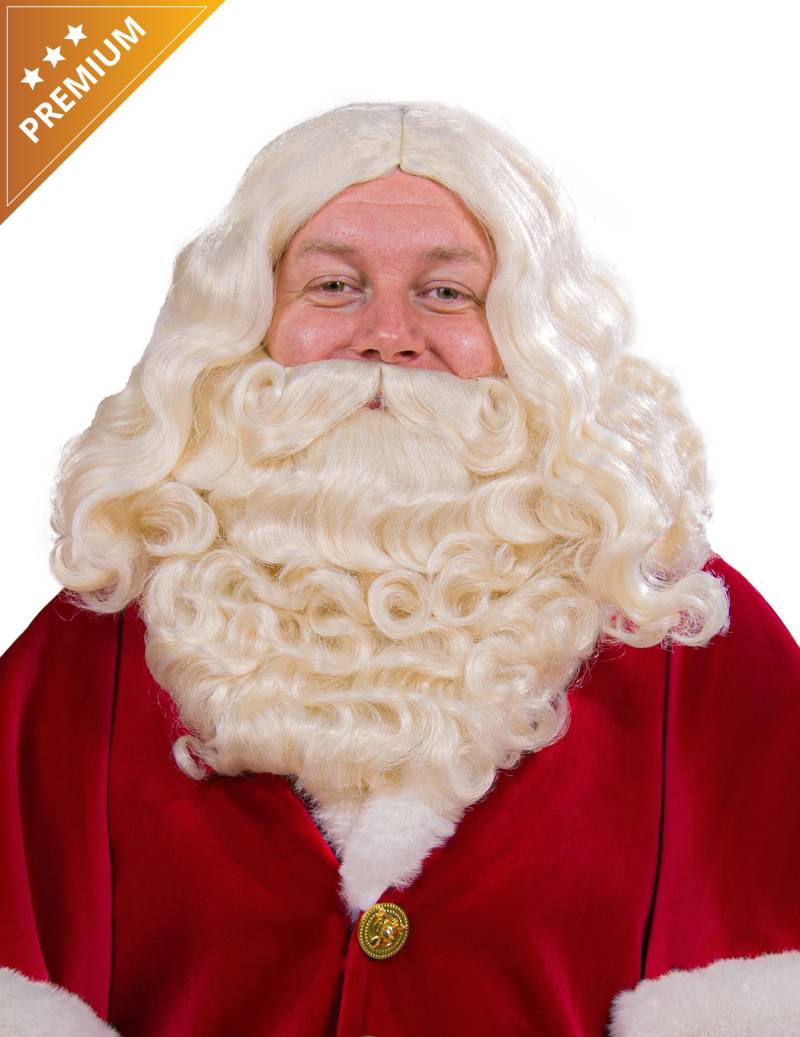Weihnachtsmann Bart und Perücke für Erwachsene ecru Luxus von Thetru B.V.