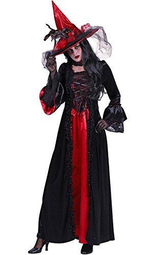 Hexen-Kleid in schwarz/rot | Hexen-Kostüm für Damen (XL) von Thetru