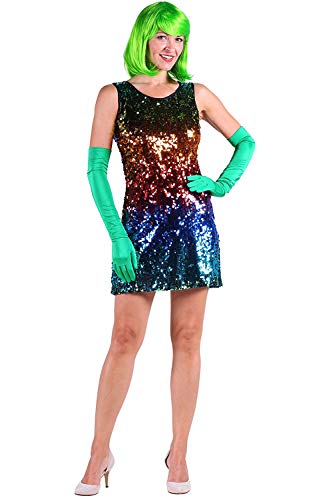 Pailletten-Kleid in regenbogenfarben | Luxus Disco-Kleid mit vorne und hinten Pailletten (M) von Thetru