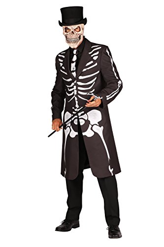 Thetru 2397 Herrenjacke Skelett 2-Teilig Jacke Krawatte Gefüttert Gesit Gespenst Leiche Zombie Untoter Halloweenkostüm Herren Halloween Herrenkostüm Karneval Fasching Verkleidung Schwarz XXL von Thetru