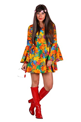 Thetru Damen Kostüm 60er 70er Hippie Kleid bunt Karneval Fasching Gr. XXL von Thetru
