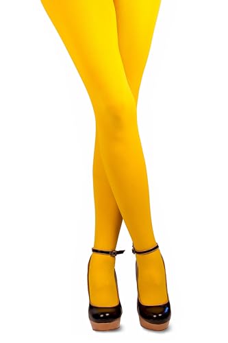 Thetru Damen Strumpfhose Blickdicht, gelb - Top-Qualität für Karneval, Fasching, Garde (S/M) von Thetru