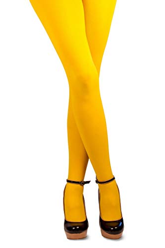 Thetru Kostüm Zubehör Strumpfhose Blickdicht gelb Karneval Fasching Gr.2XL von Thetru