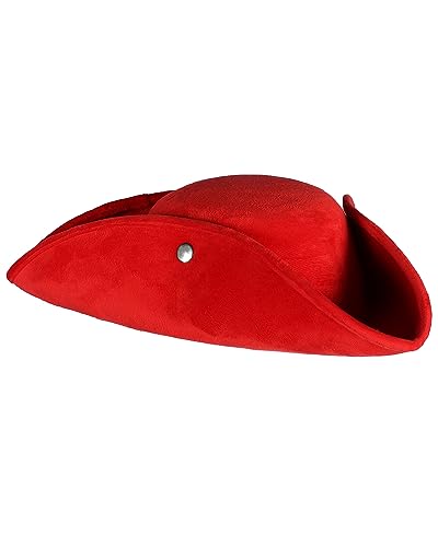 Thetru Piraten Dreispitz Top Colour 60 cm | Rot - Seeräuber Hut Erwachsene von Thetru