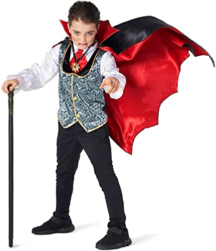 Thetru Vampir Dracula Kostüm für Kinder | Halloween Kostüm mit Vampirumhang 98-104 von Thetru