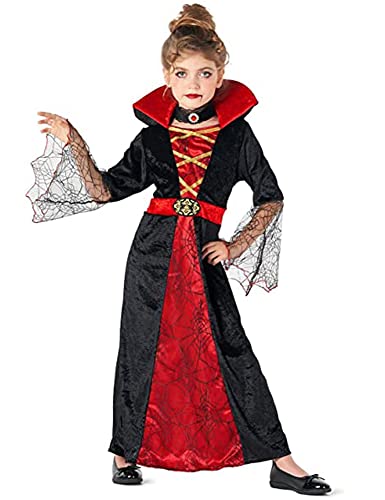 Thetru Vampir Kostüm Draculina für Mädchen | Langes Kleid mit Halsband 140-152 von Thetru
