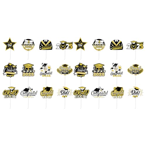 Cupcake-Topper, Kuchendekoration, Abschlussfeier, Kuchenzubehör, Papierstruktur für Partys, Feiern, 24 Stück Cupcake-Topper, Kuchendekoration, Abschlussfeier, Kuchenzubehör, Papierstruktur für Partys, Feiern, 24 Stück von Thewasc