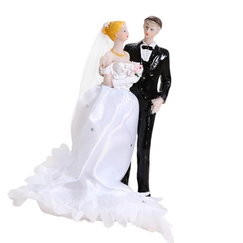 Handgefertigte Hochzeitstorten-Skulptur für Braut und Bräutigam, Kunstharz, Jahrestag, für Tischdekoration, Heimdekoration, elegante Zeremonie, Kuchendekoration von Thewasc