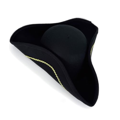 Piratenhut aus Stoff, elegant, goldfarben, Seidenfaden, Trikornhut für Themen-Event, Cosplay, Halloween, Party, Kostüm, Erwachsenenpirat, für Themenpartys von Thewasc