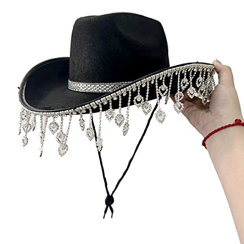 Thewasc Cowgirl-Hut, Braut, Hochzeit, Foto, Kostüm, Requisiten, Outdoor, Hochzeit, Frau, Mädchen, Hut mit Herz-Strass-Fransen Thewasc Cowgirl-Hut, Braut, Hochzeit, Foto, Kostüm, Requisiten, Outdoor, Hochzeit, Frau, Mädchen, Hut mit Herz-Strass-Fransen von Thewasc