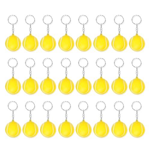 Thewasc Kleine Basketball-Schlüsselanhänger, tragbar, PU-Schwamm, Sportanhänger, Kette, Bastelzubehör für Geschenke und Dekorationen, 24 Stück von Thewasc