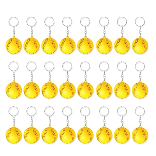 Thewasc Kleine Basketball-Schlüsselanhänger, tragbar, PU-Schwamm, Sportanhänger, Kette, Bastelzubehör für Geschenke und Dekorationen, 24 Stück von Thewasc