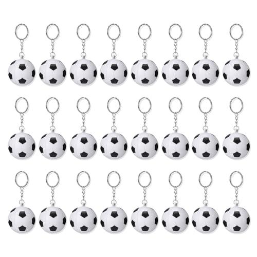 Thewasc Kleine Basketball-Schlüsselanhänger, tragbar, PU-Schwamm, Sportanhänger, Kette, Bastelzubehör für Geschenke und Dekorationen, 24 Stück von Thewasc