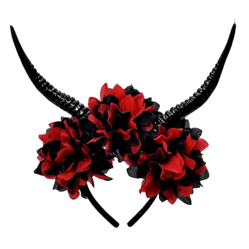 Thewasc Leichtes Halloween-Antilopen-Horn, Haar-Accessoire, florales Harz, Party-Haarband, Cosplay, Fotografie, Kopfschmuck, Fantasie-Fotografie-Requisiten, Kopfschmuck von Thewasc