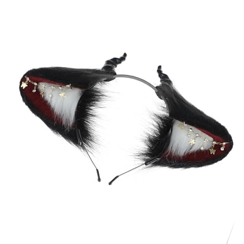 Thewasc Pelzige Teufel Ohr Cosplay Hairhoop Anime Charakter Kostüm Halloween Kopfwear Frauen Bühnenaufführungen Haarhoop Für Party Maskeraden Requisiten von Thewasc