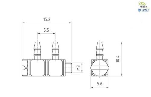 Thicon Models 56065 Doppel-Nippel Winkel M3 für 2,5/1,5mm Hydraulik-Anschluss 1St. von Thicon Models