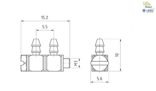 Thicon Models 56064 Doppel-Nippel Winkel M3 für 3/2mm Hydraulik-Anschluss 1St. von Thicon Models