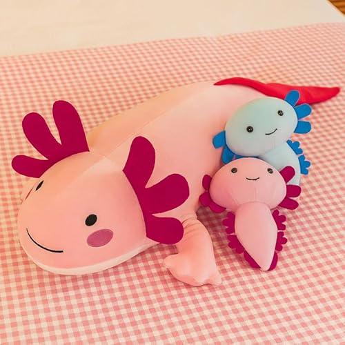 Thingehoy Axolotl Plüschtier mit 2 Babys Axolotl Kuscheltier In Bauch, Axolotl Plüschkissen Kawaii Plush Cute Plushies Stofftiere Geburtstagsgeschenke für Kinder von Thingehoy