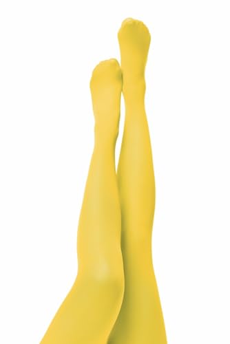 Damen Strumpfhose Blickdicht, Feinstrumpfhose Karneval Party Halloween Fasching (gelb) von Think Jeck!