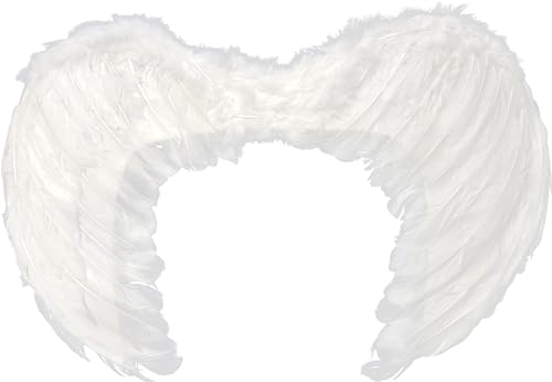 Engelsflügel Kostüm Engel Zubehör für Krneval Fasching Party Accessoire (60x50cm, weiß) von Think Jeck!