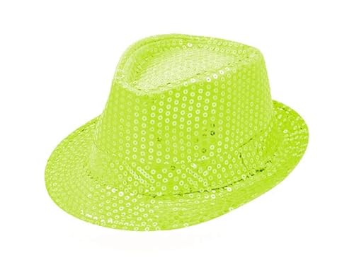 Think Jeck! Pailletten Hut Glitzer Damen & Herren, viele Farben zur Auswahl Karneval Mottopartys Kostümzubehör (Neon Grün) von Think Jeck!