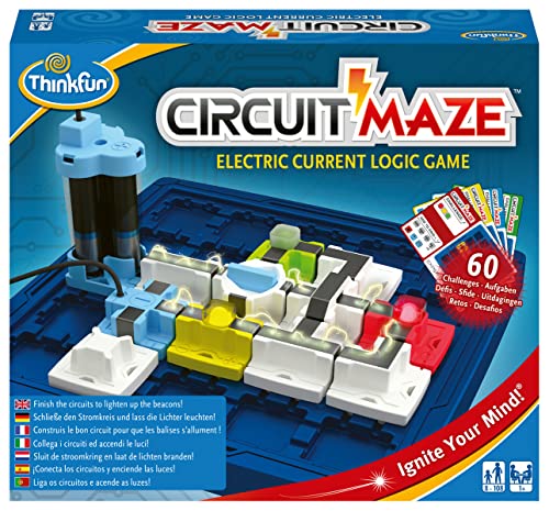 ThinkFun - 76341 Circuit Maze - das spannungsgeladene Logikspiel von ThinkFun für Jungen und Mädchen ab 8 Jahren. Stromkreis mit LED-Lichtern und Schalter von ThinkFun