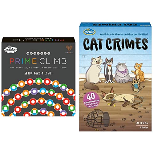 ThinkFun - 76429 - Prime Climb - Das farbenfrohe Mathespiel für Jungen und Mädchen ab 10 Jahren, auch für Erwachsene & 76366 - Cat Crimes™ - Das flauschige und freche Kombinations- und Deduktionsspiel von ThinkFun