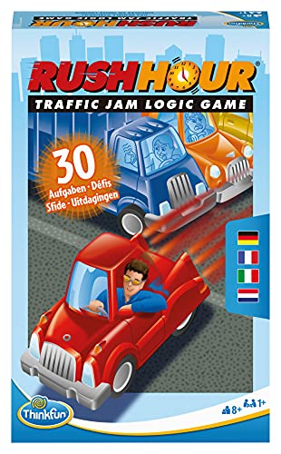 ThinkFun 76439 - Rush Hour Mitbringspiel - Das bekannte Logikspiel im kompakten Format als Reisespiel für Kinder und Erwachsenen ab 8 Jahren von ThinkFun