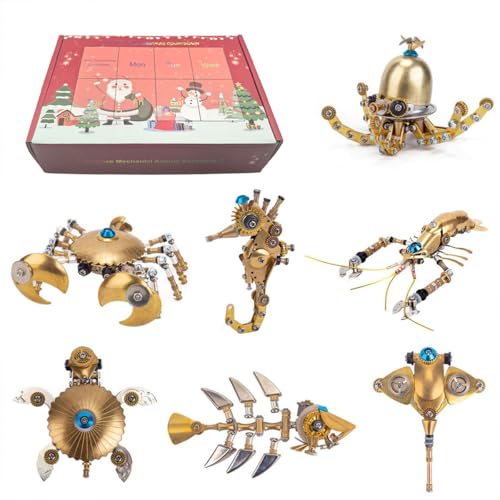 Thinkizen 3D-Metall-Puzzle-Modell für Erwachsene, 7-in-1 Steampunk-Mechanische Meeresorganismen, Montageset mit Krabbe, Hummer, Schildkröte, Seepferdchen, Oktopus, Mantarochen, Fisch, kreatives Thinkizen 3D-Metall-Puzzle-Modell für Erwachsene, 7-in-1 Steampunk-Mechanische Meeresorganismen, Montageset mit Krabbe, Hummer, Schildkröte, Seepferdchen, Oktopus, Mantarochen, Fisch, kreatives von Thinkizen