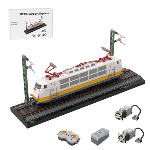 Thinkizen BR103 Airport Express Bausteine Zug, Elektrische Kultlok Set mit Zwei Motoren, Eisenbahn Baustein Zug, Kompatibel mit Zugsets, Elektrischer Zugsets für Erwachsene, 2573 Teile von Thinkizen