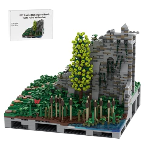 Thinkizen Burg Hohengeroldseck Klemmbaustein-Modell, Historisches Burgenmodell aus 62 Modulen, Landschaftserweiterung, Geschenk für Geschichtsinteressierte und Burgensammler, 2201 Teile von Thinkizen