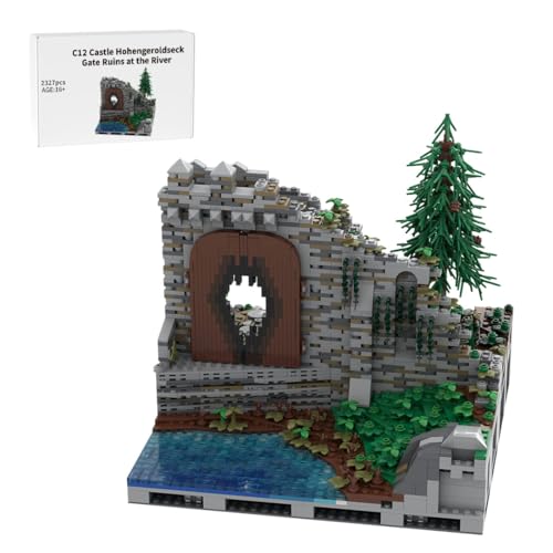 Thinkizen Burg Hohengeroldseck Klemmbaustein-Modell, Historisches Burgenmodell aus 62 Modulen, Landschaftserweiterung, Geschenk für Geschichtsinteressierte und Burgensammler, 2327 Teile von Thinkizen