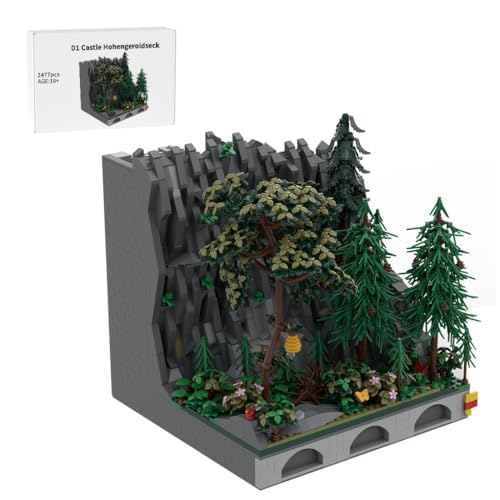 Thinkizen Burg Hohengeroldseck Klemmbaustein-Modell, Historisches Burgenmodell aus 62 Modulen, Landschaftserweiterung, Geschenk für Geschichtsinteressierte und Burgensammler, 2477 Teile von Thinkizen