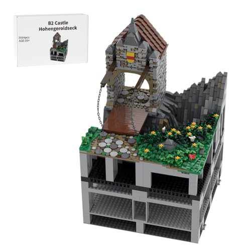Thinkizen Burg Hohengeroldseck Klemmbaustein-Modell, Historisches Burgenmodell aus 62 Modulen, Landschaftserweiterung, Geschenk für Geschichtsinteressierte und Burgensammler, 2664 Teile von Thinkizen