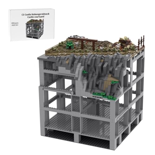 Thinkizen Burg Hohengeroldseck Klemmbaustein-Modell, Historisches Burgenmodell aus 62 Modulen, Landschaftserweiterung, Geschenk für Geschichtsinteressierte und Burgensammler, 891 Teile von Thinkizen