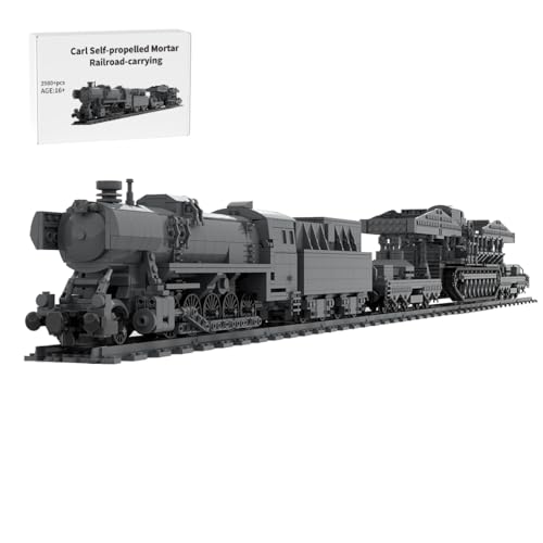 Thinkizen Deutsches WWII Karl-Großmörser Modell, Modelleisenbahn Bauset mit 11 Gleisstücken, Schweres Mörsergeschütz Ingenieurspielzeug, Sammlerstück & Geschenk für Militärfans, 2974 Teile von Thinkizen