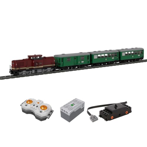 Thinkizen Güterzug Bausatz Eisenbahn Baustein Zug, Eisenbahnwagen-Modell mit 3-achsiger Personenwagen, Motorisiert & ferngesteuert, Kompatibel mit Zugsets, Geschenk für Erwachsene, 2733 Teile von Thinkizen
