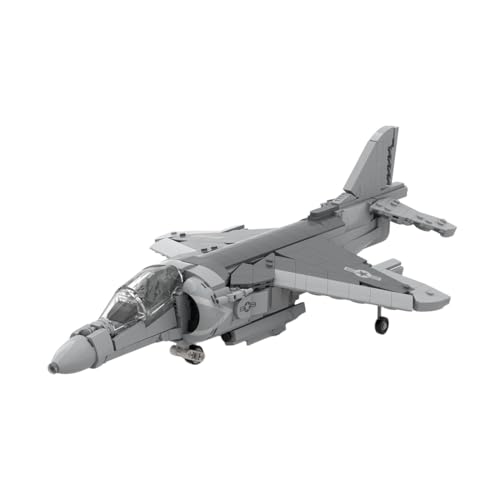 Thinkizen Kampfjet-Bauset, US AV-8B+ Militär-Bomberflugzeug mit Schwenkflügeln, Cockpit & Waffen, Hochleistungs-Militärflugzeugmodell, Sammlerstück & Geschenke Militärfans, 1026 Teile von Thinkizen