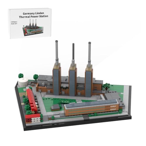 Thinkizen Linden Kraftwerk Hannover Bauset, DIY industriebau Modell, Hannover Landmarke, Deutsches Kraftwerk Miniaturmodell, Architekturmodell für Industriebau-Fans, 1544 Teile von Thinkizen