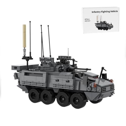 Thinkizen Militärischer Bausteine Bausatz, Infanterie-Kampffahrzeug Klemmbausteine mit drehbarem Turm, Militärfahrzeug, Armee gepanzerter Panzer Modell Spielzeug für Erwachsene, 697 Teile von Thinkizen