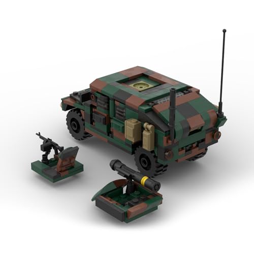 Thinkizen Militärischer Bausteine Bausatz, Tarnfarben Gepanzertes Militärfahrzeug mit 4 Minifiguren & Panzerung, Militärfahrzeug, Armee Gepanzerter Panzer Modell Spielzeug für Erwachsene, 392 Teile von Thinkizen