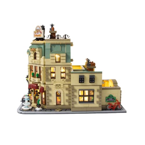 Thinkizen Pariser Restaurant-Baustein-Set mit Licht,Architektur Modulares Gebäude,Stadthaus-Sets,Dreistöckiges Haus Bausteine für Erwachsene，Sammlungsbegeisterte (3104Teile) von Thinkizen