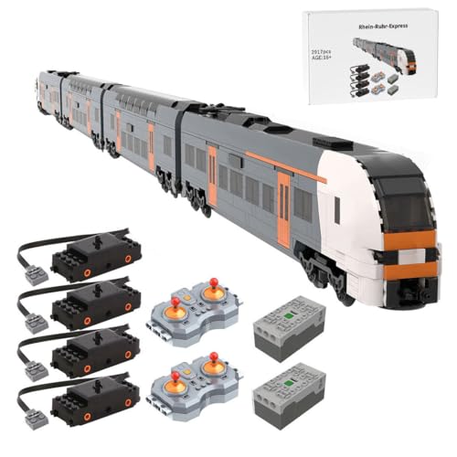 Thinkizen Personenzug Bausteine Zug, Lokomotive Set Eisenbahn Bauspielzeug mit 4-teiliger Hochkapazitätszug, Eisenbahn Baustein Zug, Kompatibel mit Zugsets, Geschenk für Erwachsene, 2917 Teile von Thinkizen