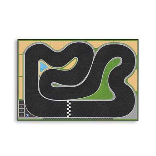 Thinkizen Rennbahn-Szenen-Matte, Fahrzeugmodell, 1200 x 800 mm für 1/32 1/43 1/64 1/76 RC-Autos, Drift-Track-Szenenmatte, lustiger und dynamischer Spielbereich für Modell-Renn-Fans von Thinkizen