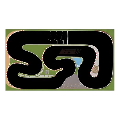 Thinkizen Rennbahn-Szenen-Matte, Fahrzeugmodell, 1600 x 900 mm für 1/32 1/43 1/64 1/76 RC-Autos, Drift-Track-Szenenmatte, lustiger und dynamischer Spielbereich für Modell-Renn-Fans von Thinkizen
